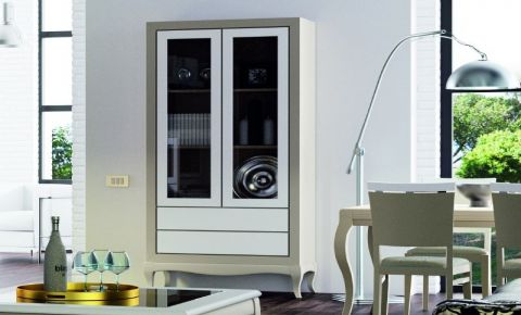 Vitrina de madera rústica con cajones